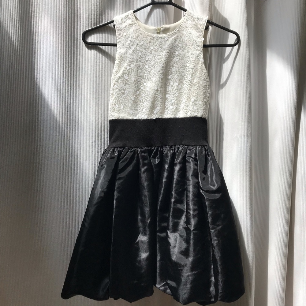 Un Deux Trois Black and White Sequin Formal Dress